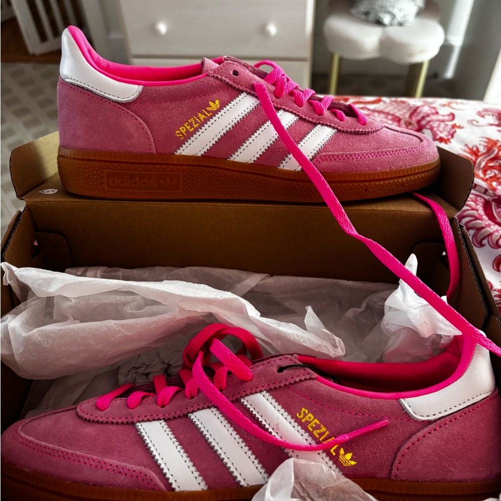 Adidas Pink and White Sneakers Classic Style